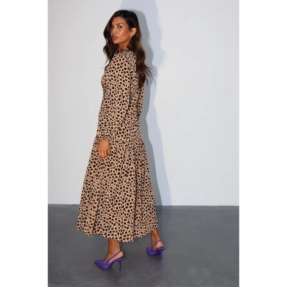 Never Fully Dressed Dresses & Skirts - Never Fully Dressed Lucia Delilah Cheetah Print Long Sleeve Maxi Dress Size 2